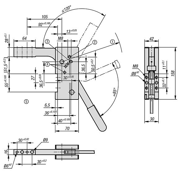 Dispositivos de sujeción manual vertical con configuración de agujeros frontal