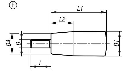 Empuñaduras cónicas con rosca exterior, forma F
