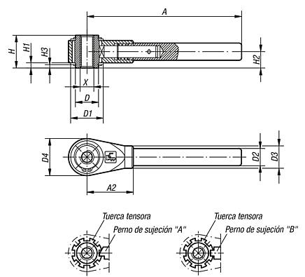 Dispositivo de sujeción con rosca interior