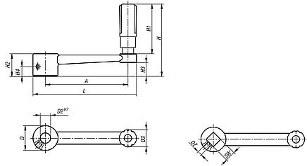 Manivelas de mano de aluminio con empuñadura cilíndrica giratoria