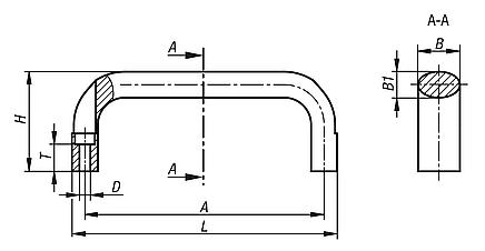 Empuñaduras curvas ovaladas de aluminio  con perforación exterior