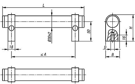 Empuñaduras de tubo de aluminio ajustables