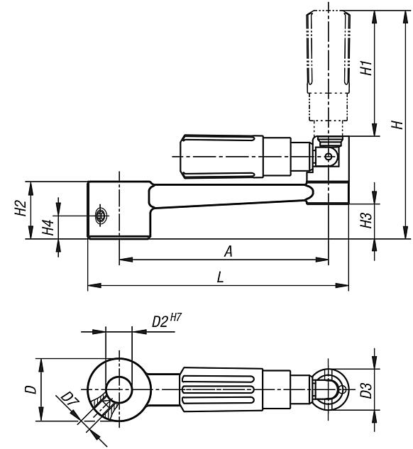 Manivelas de mano de acero inoxidable con empuñadura cilíndrica plegable con agujero de referencia