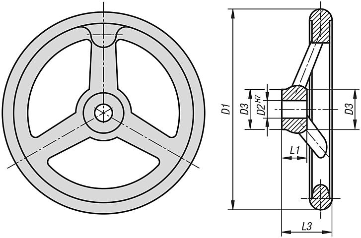 Volantes DIN 950 de aluminio sin empuñadura bombeada - inch