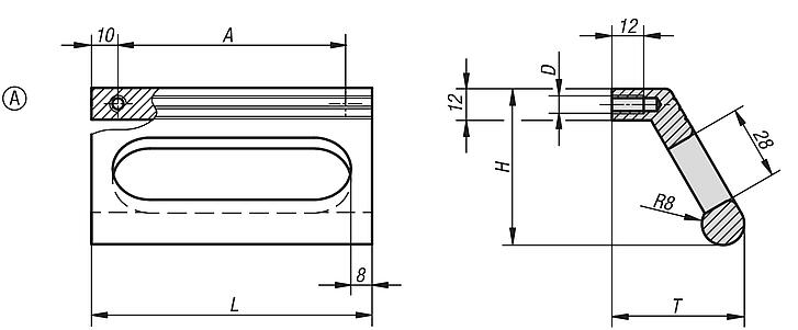 Empuñaduras de perfil de aluminio, montaje por el dorso