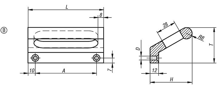 Empuñaduras de perfil de aluminio, montaje por el lado de manejo