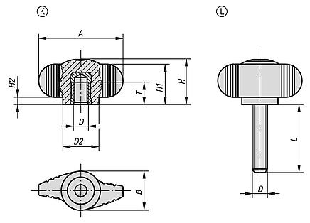 Empuñaduras de mariposa "Miniwing" antiestáticas