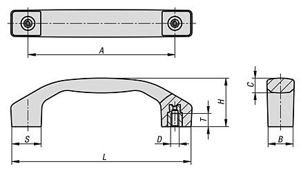 Empuñaduras curvas de plástico detectables por metal