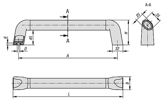 Empuñaduras de tubo Bighand de aluminio con punta de empuñadura de plástico