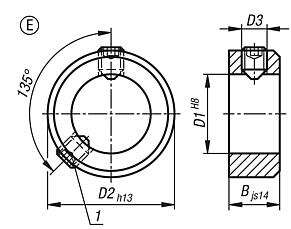 Anillos de regulación DIN 705, acero, forma E, hexágono interior