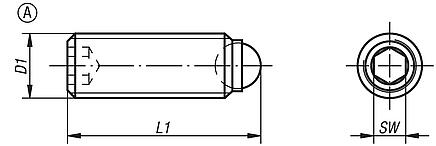 Tornillos de presión esféricos sin cabeza y con rosca fina, forma A
