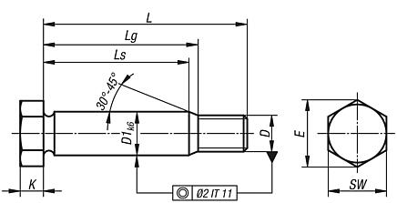 Tornillos de ajuste con tornillo de sujeción largo hexagonales similar a DIN 609