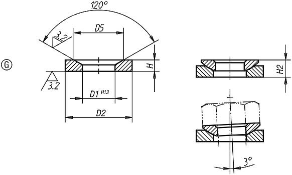 Cojinetes cónicos con forma G, D4 > D3, DIN 6319, serie 10/01