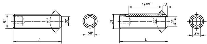 Tornillos de sujeción con hexágono interior y extremo achaflanado DIN EN ISO 4026