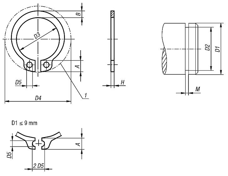 Circlips para árboles DIN 471