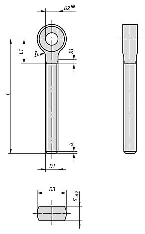 Tornillos de ojo DIN 444, forma B con rosca larga