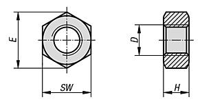 Tuercas hexagonales DIN 934, acero inoxidable