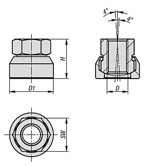 Tuercas hexagonales con rodamiento esférico