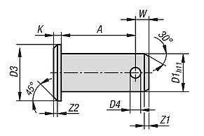 Perno con cabeza ISO 2341 forma B