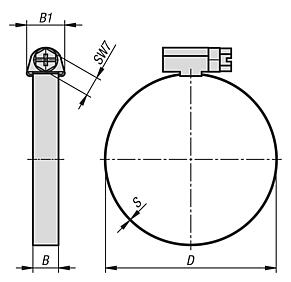 Abrazaderas de manguera de acero (W1) DIN 3017-1
Ancho de banda de 9 mm y 12 mm