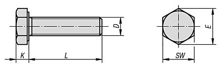 Tornillos hexagonales DIN 933/ISO 4017, acero