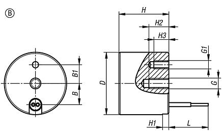 Imanes redondos (electroimanes), forma B