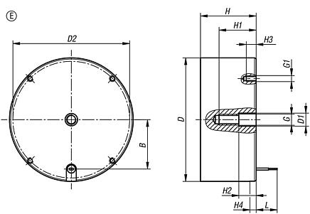 Imanes redondos (electroimanes permanentes), forma E