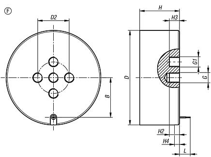 Imanes redondos (electroimanes permanentes), forma F