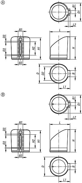 Portavasos de plástico para perfiles de aluminio, cerrados o abiertos