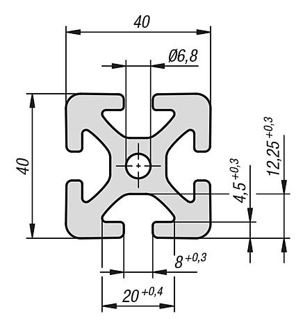 Perfiles de aluminio 40x40 Tipo I