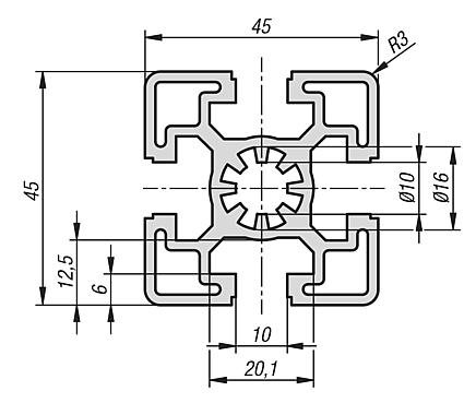 Perfiles de aluminio 45x45 Tipo B