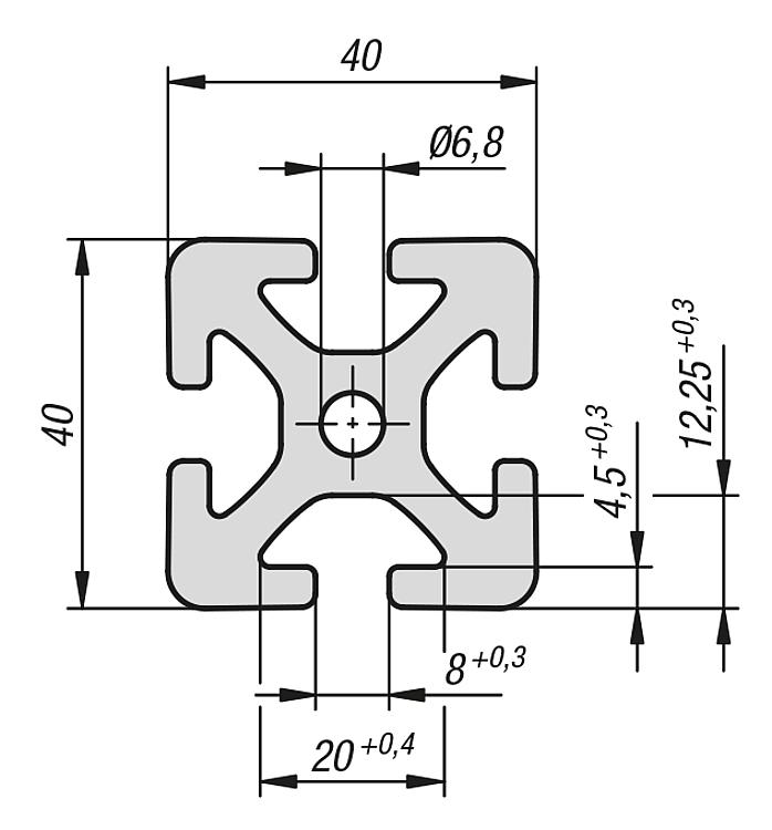 norelem - Perfiles de aluminio 40x40 Tipo I