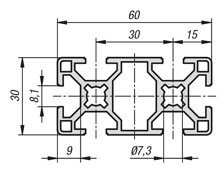 norelem - Perfiles de aluminio 40x40 ligeros Tipo I