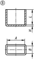 Tapas protectoras de plástico para tubos cuadrados, forma B, rectangualres