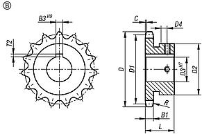 Piñones simples 1/2“ x 5/16“ DIN ISO 606, listos para montaje, forma B