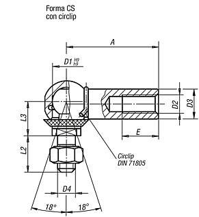 Articulaciones angulares de acero inoxidable similar a DIN 71802, forma CS con tapón de sellado
