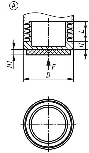 Tapones de plástico con superficie deslizante de fieltro para tubos cuadrados y redondos, forma A, redondos