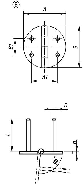 Bisagras de acero inoxidable 
con tornillo de fijación, forma B