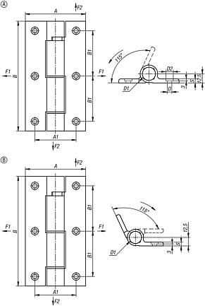 Bisagras elásticas con perfil de aluminio y amortiguación