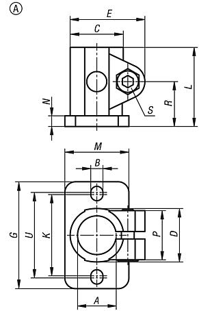 Conector para tubo, pata de acero inoxidable, forma A