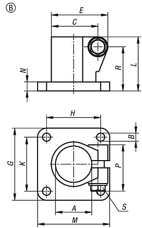 Conector para tubo, pata de acero inoxidable, forma B