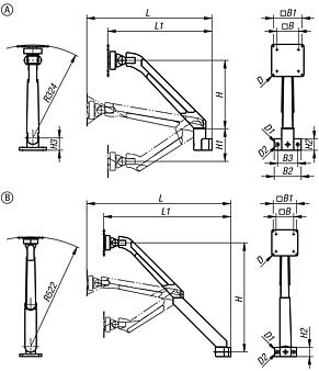 Soportes para monitor de aluminio, con altura regulable 4 o 5 ejes