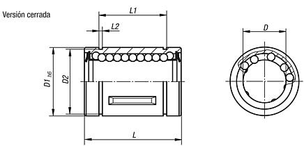Rodamientos lineales de acero inoxidable, cerrado