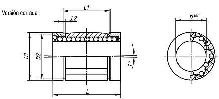 Rodamiento lineal de bolas con dispositivo de autoalineación, cerrado