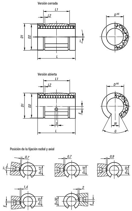 Rodamientos lineales de bolas con dispositivo de autoalineación