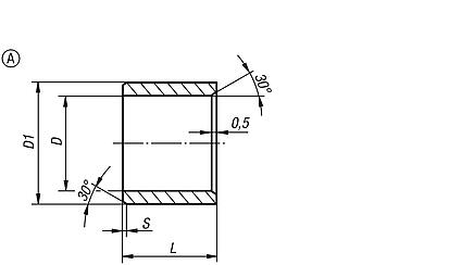 Cojinete de deslizamiento de plástico, forma A