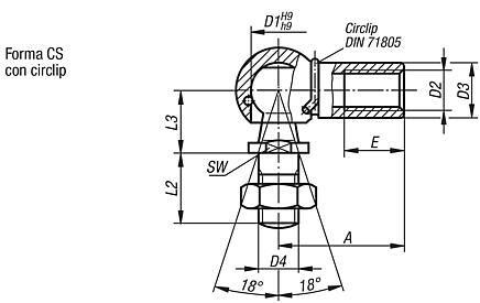 Articulaciones angulares DIN 71802, forma CS