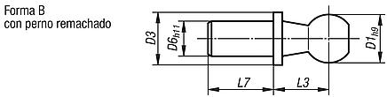 Perno esférico para articulaciones angulares DIN 71803, forma B