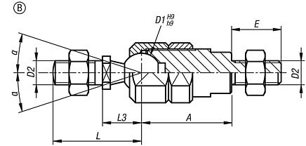 Articulaciones axiales para fuerzas de tracción ajustables, forma B