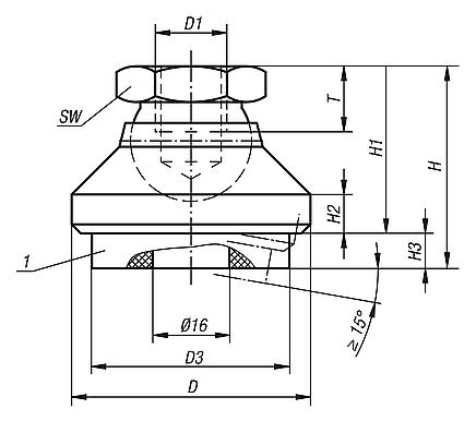 Bases articuladas con amortiguador de vibraciones, pulgadas